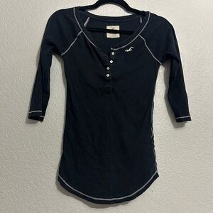Hollister Navy Blue Henley Top